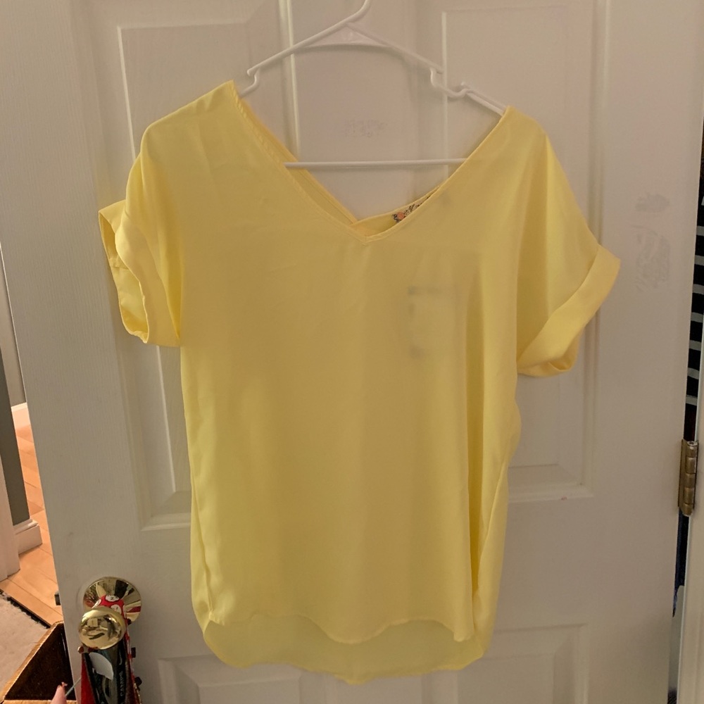 Sheer yellow shirt